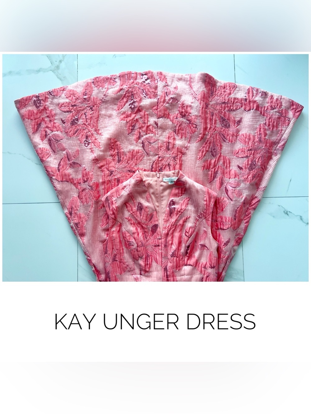 Kay Unger dress size 6 pink embroidered floral organza formal gown